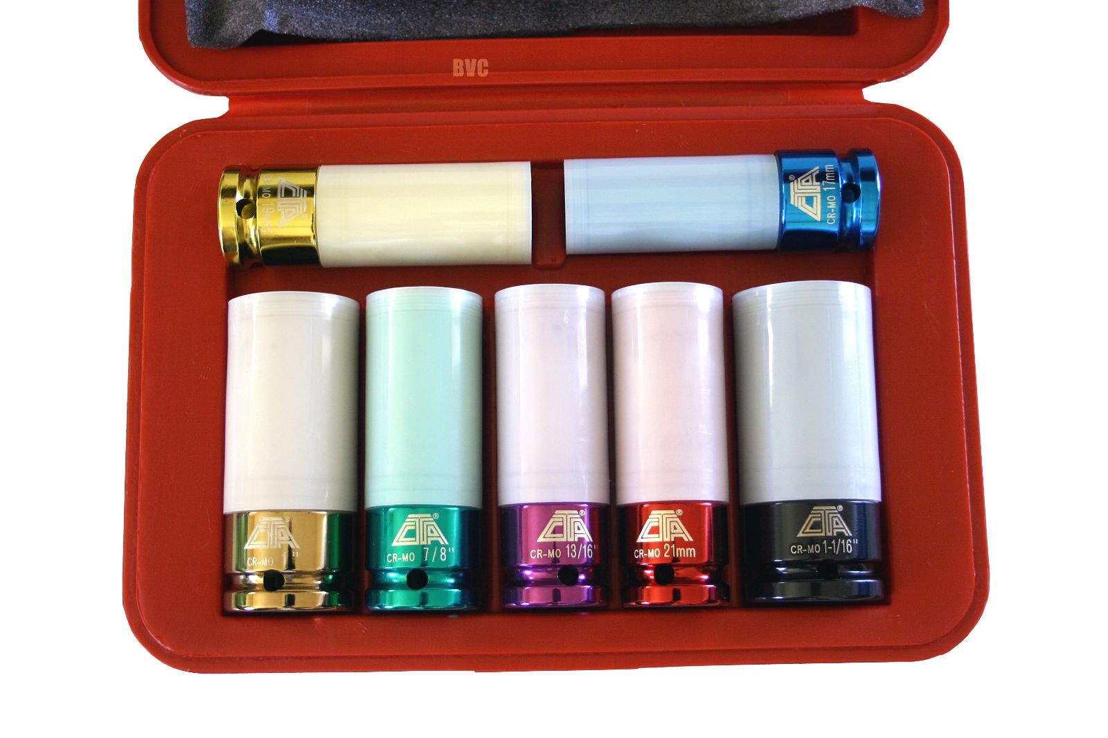 Lug / Wheel Nut Sockets- 7 Piece Thin Wall Impact Socket Set with Plastic Sleeve