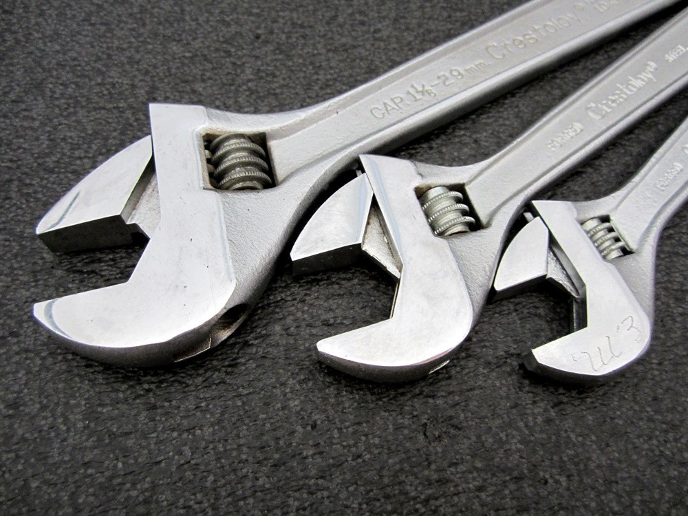 Vintage Crescent 6″ 8″ 10″ Adjustable Wrench Crestoloy Made in USA