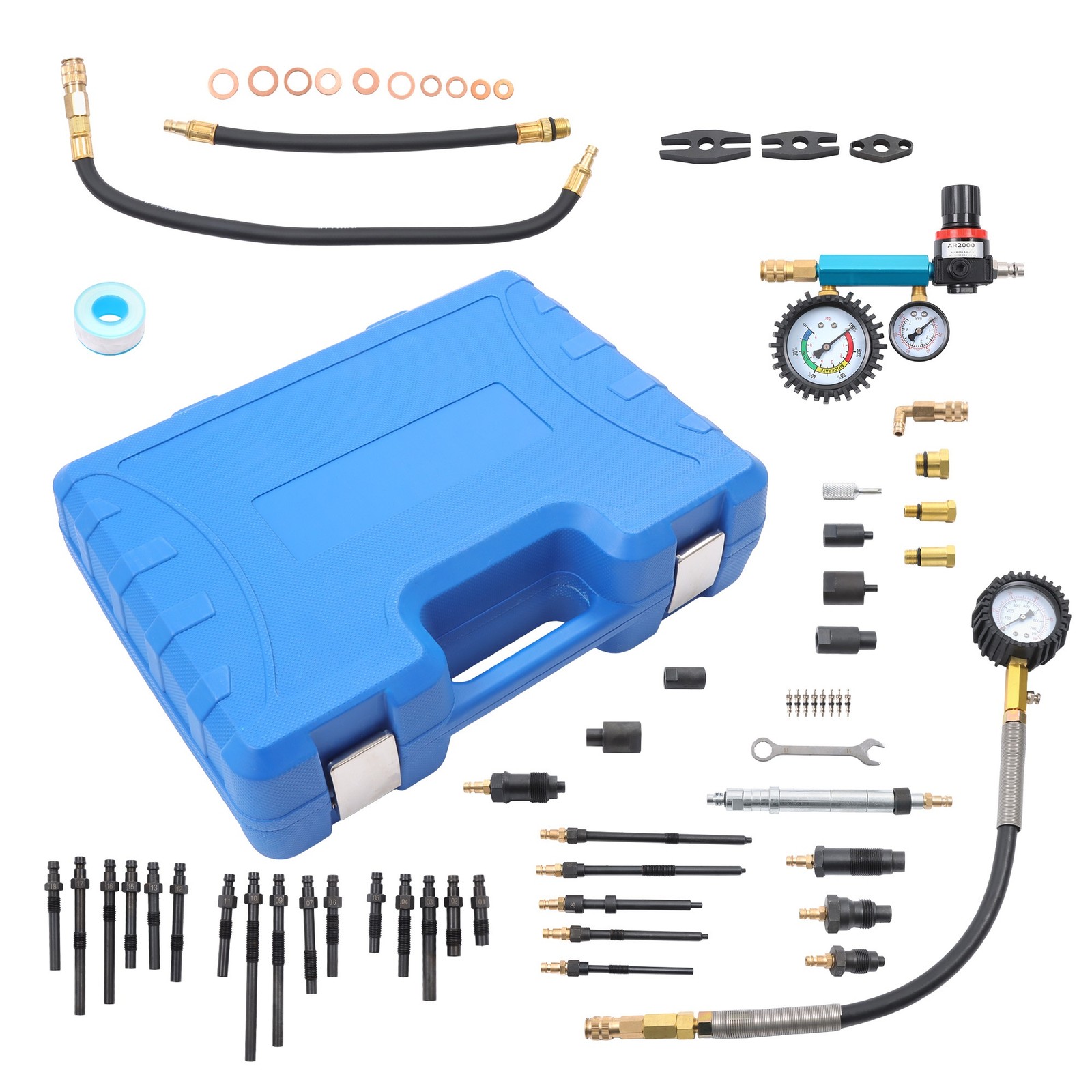 Labwork 46Pcs Diesel Petrol Engine Cylinder Compression Leak Down Tester Leak