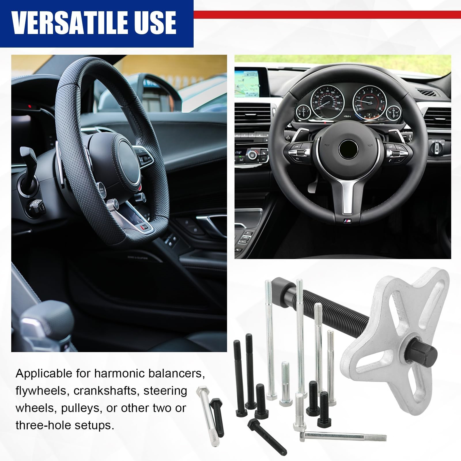 46pcs Harmonic Balancer Puller Kit, Crankshaft & Steering Wheel Pulley Set for C