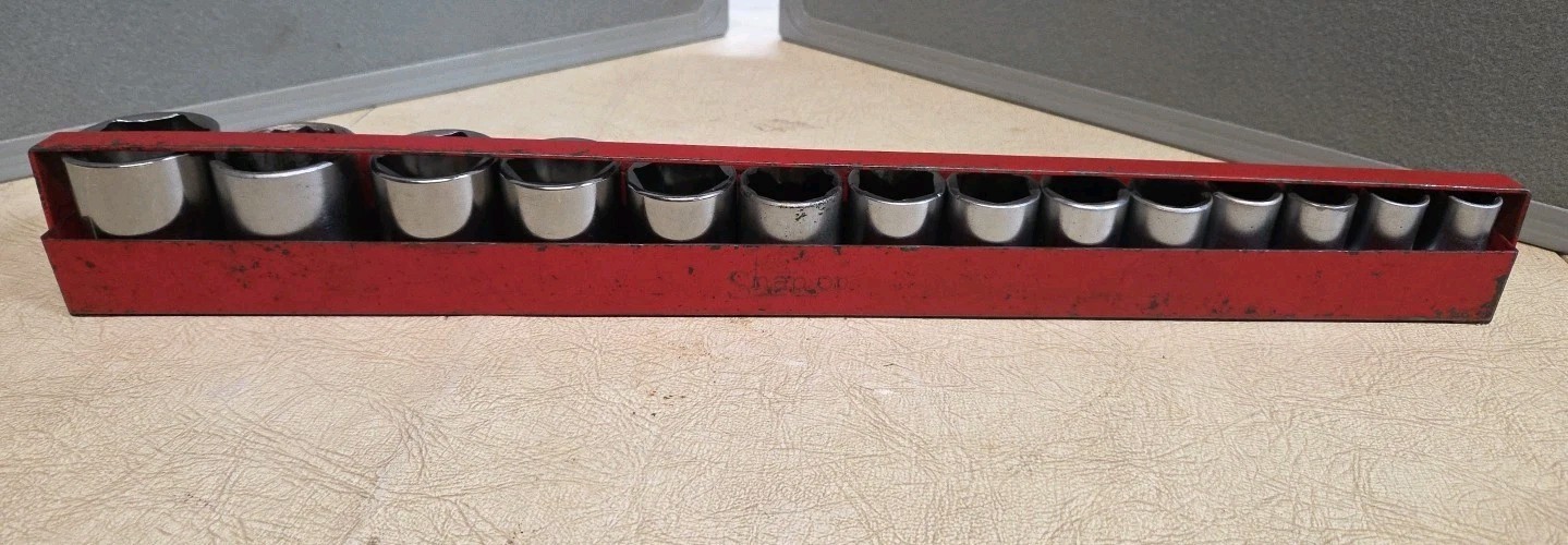 Snap On Shallow 14Piece SAE Socket Set 1/2″ Drive 6 point 1-1/4 to 7/16 2-12pt