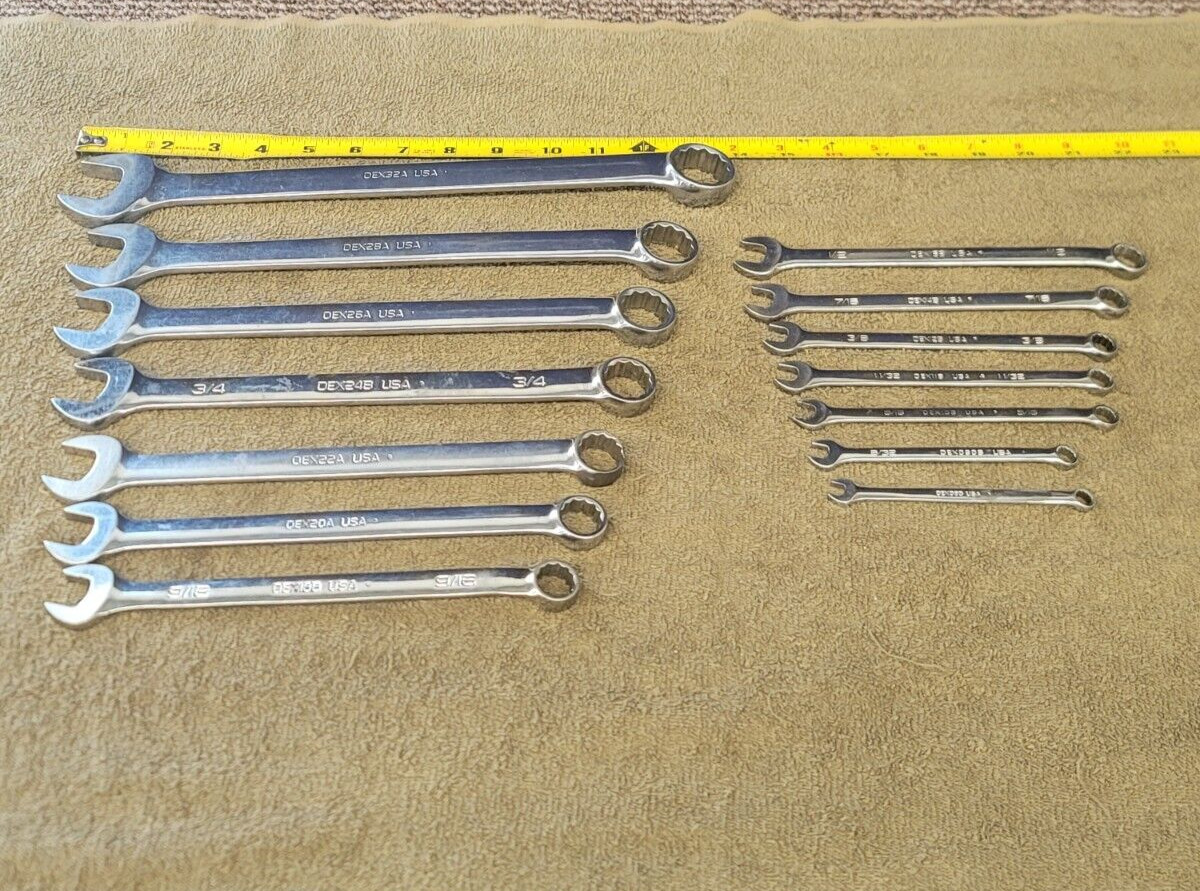 Snap on OEX Combination Wrench Set Sae 1″ 7/8 13/16 3/4 11/16 5/8 9/16 1/2 3/8