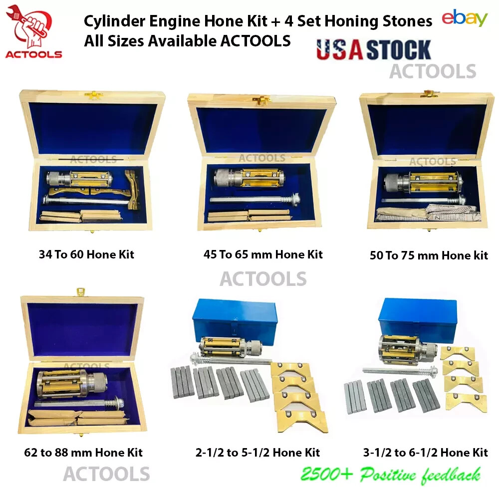 Cylinder Engine Hone Kit + 4 Set Honing Stones All Sizes Available ACTOOLS