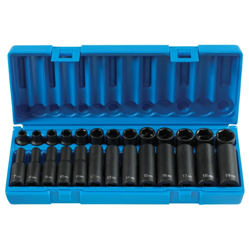 Grey Pneumatic 1226M 3/8″ Dr 26 Pc Metric Standard Deep Master Impact Socket Set