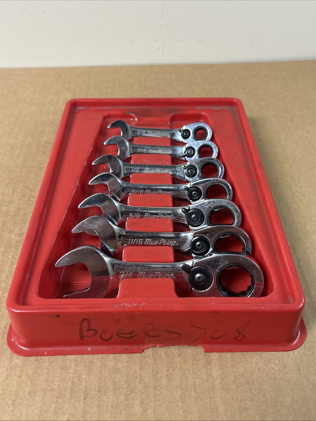 Blue Point Tools Reversible Short Stubby Ratcheting Combination Wrench Set of 7