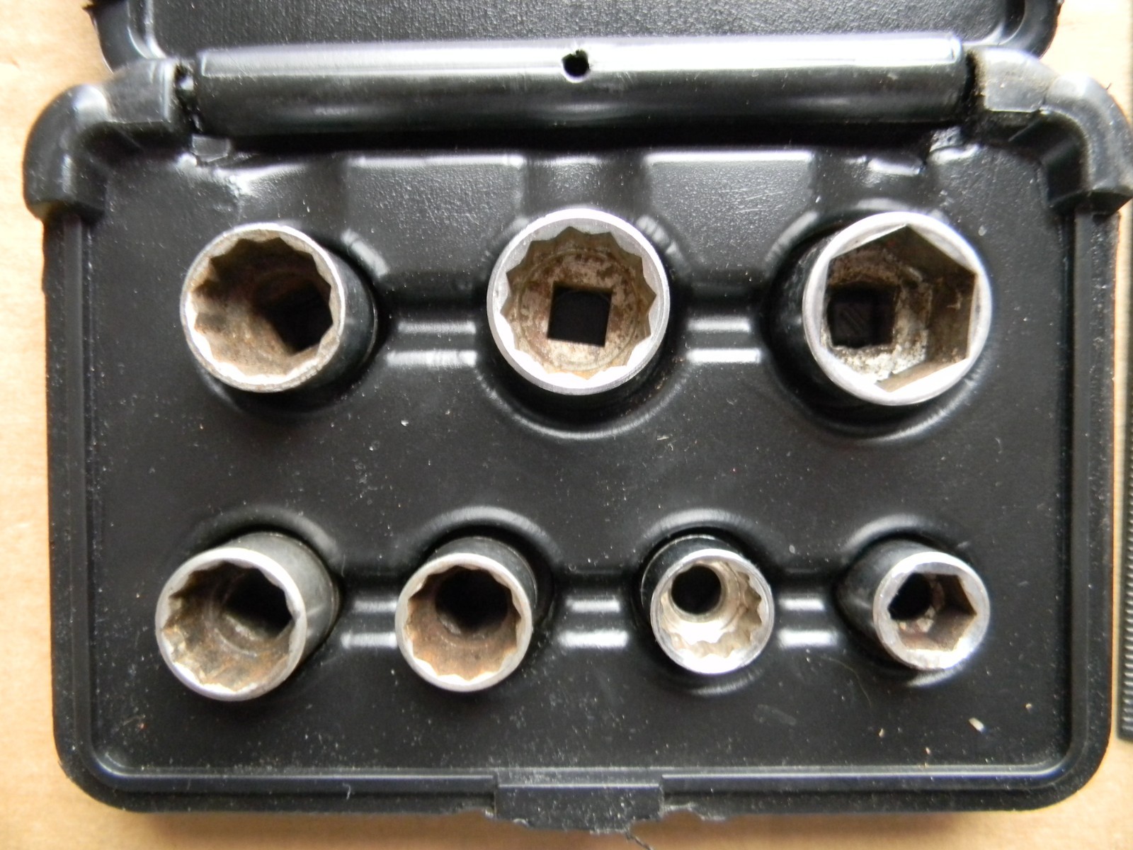 3/8 Socket Set 7 Piece Set 7/16 1/2 9/16-13/16 Mixed Brands with Grip-Tite Case