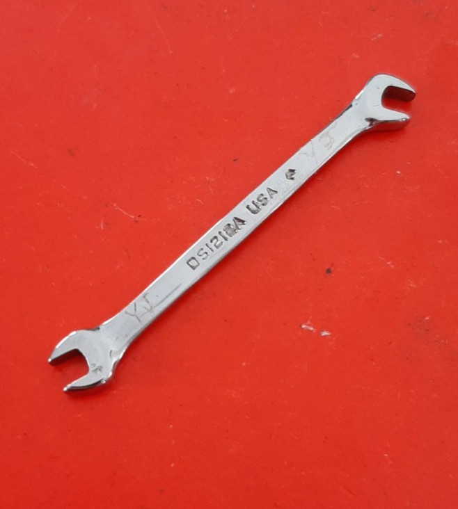Snap-on Tools 3/16″ 15°/60° Offset Open-End Ignition Wrench DS1212A Engraved 105