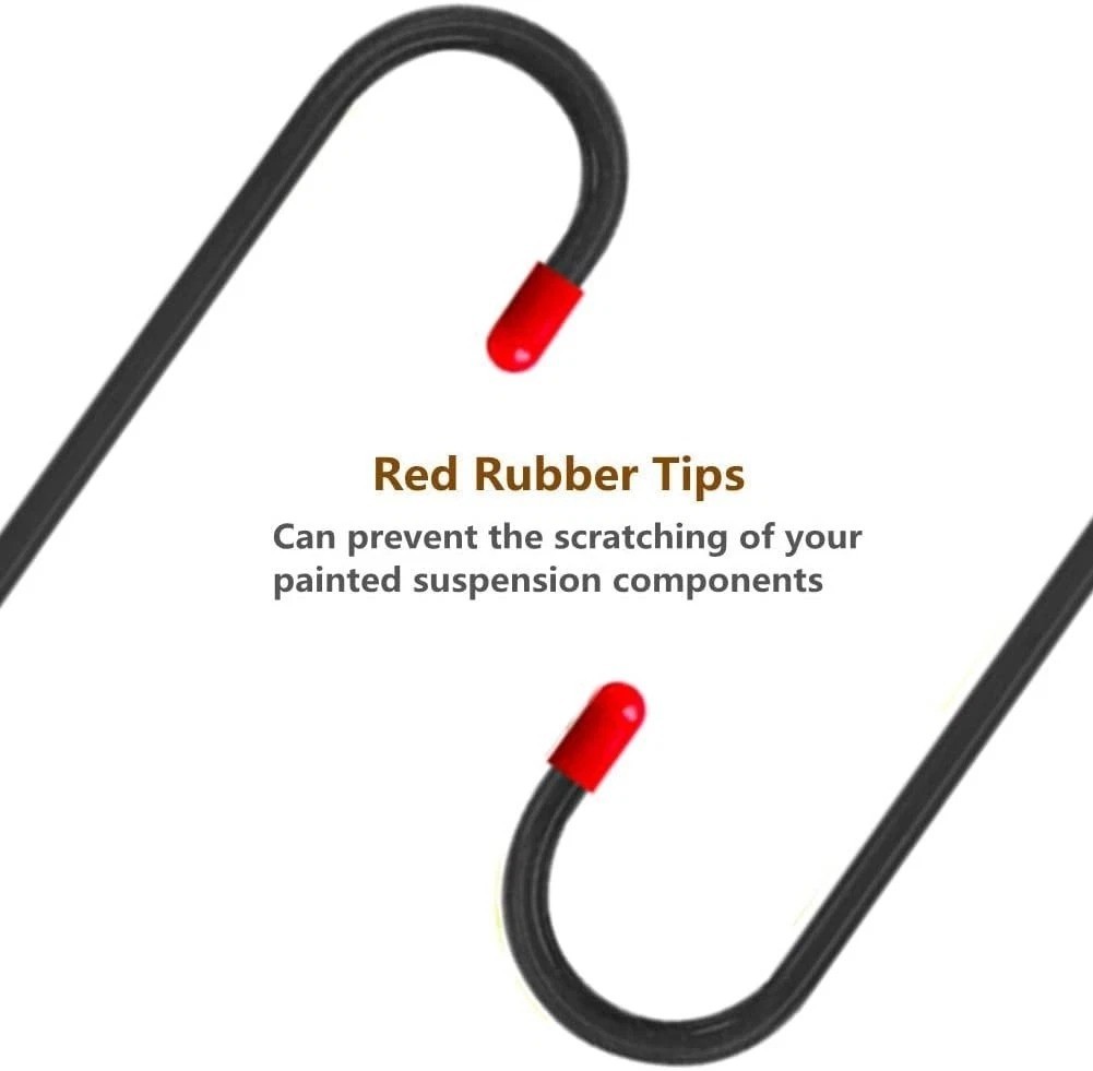 2 PCS Brake Caliper Hanger Hooks with Red Rubber Tips, Auto Black