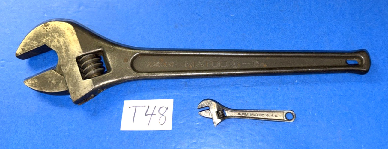 MATCO TOOLS 2 PIECE ADJUSTABLE CRESCENT STYLE WRENCHES 4 AND 15 INCHES