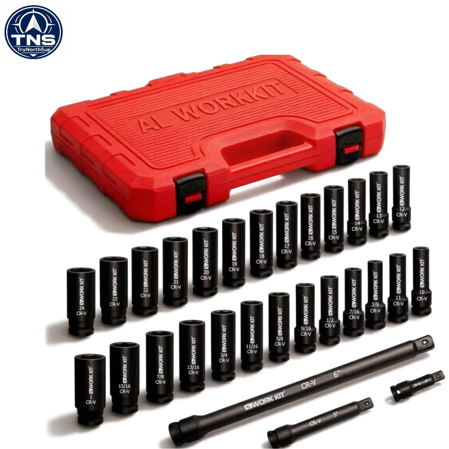 1/2″ Drive Impact Socket Set, 29-Piece, SAE & Metric Sizes Included