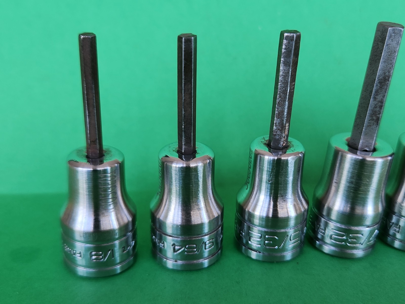 Snap On 6 Pc 3/8” Drive SAE Hex Socket Drivers 1/8” – 5/16” 208EFAY (missing 2)