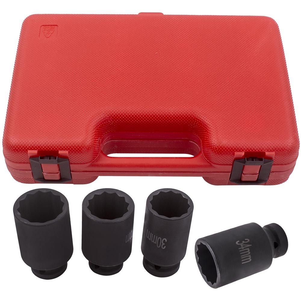 Deep Spindle Axle Nut Socket Extractor Installer Tool Set 30mm 32mm 34mm 36mm
