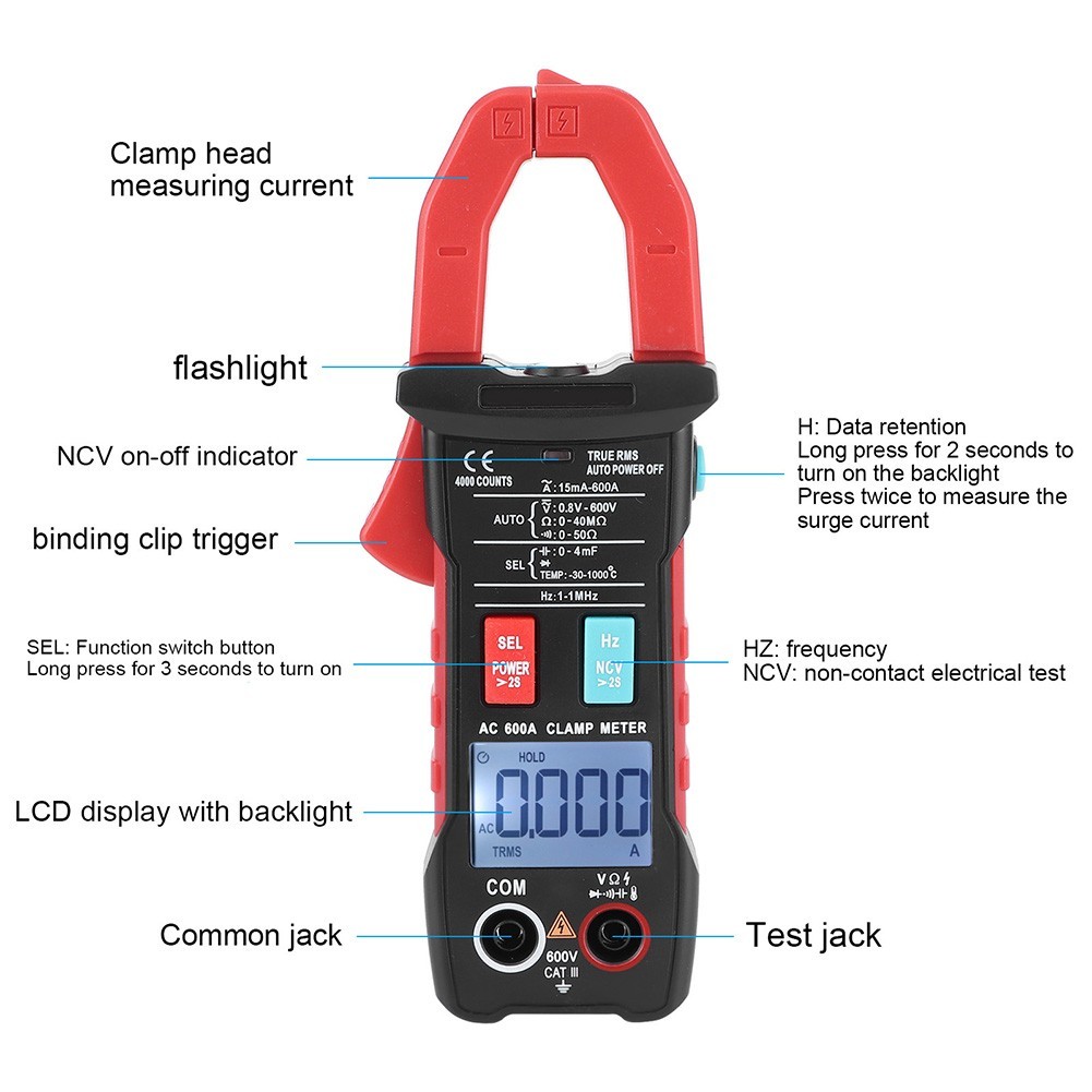 ZT QB3 ZT QB4 clamp multimeter 4000 count display AC DC voltage measurement