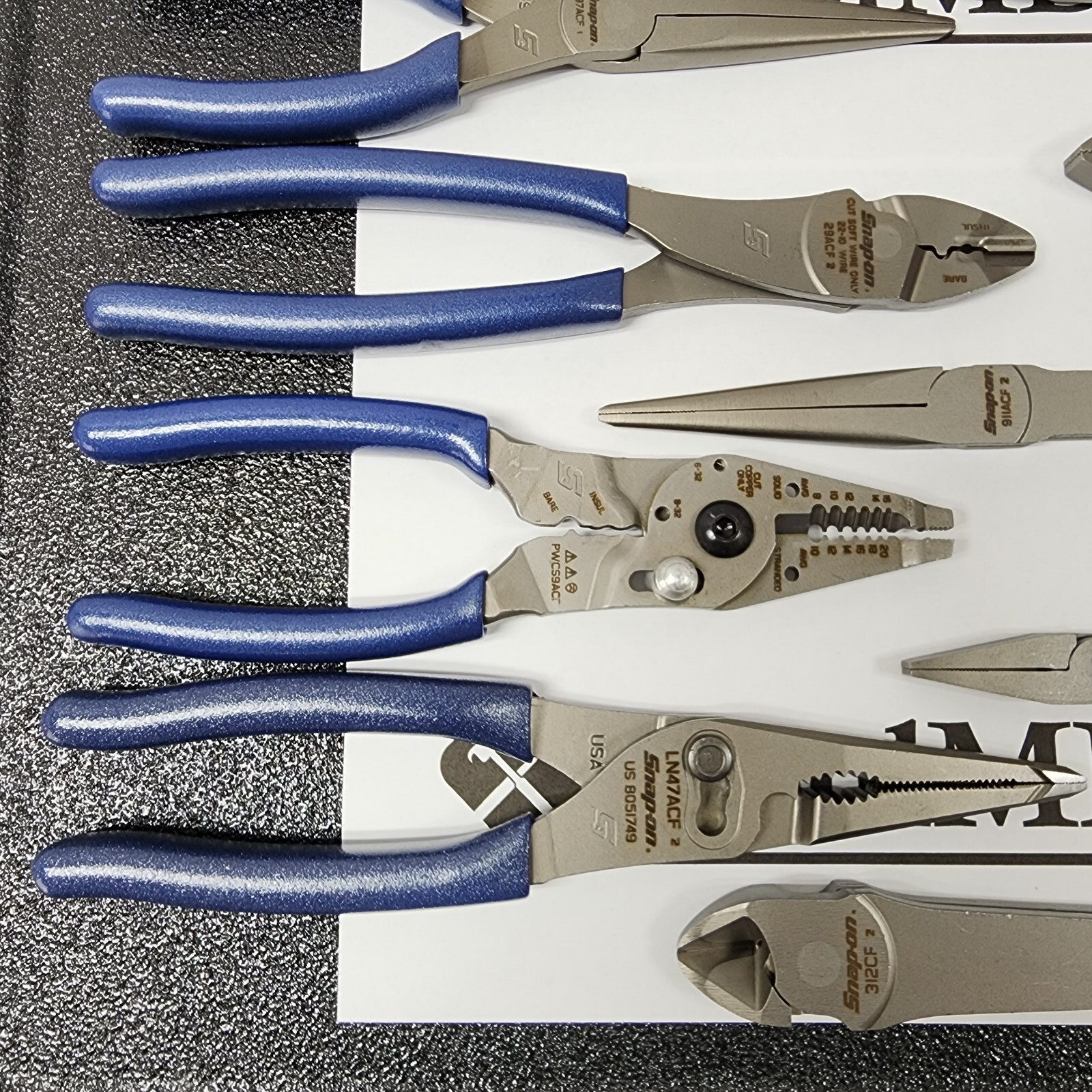 Snap-on Tools USA NEW 14pc POWER BLUE Master Plier/Cutter/Stripper Set LN47ACF