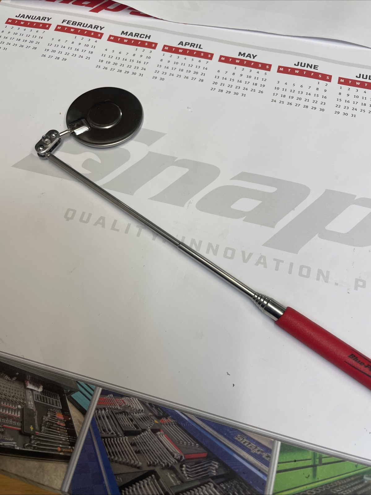 blue point 3ft extending mirror easy carry pocket size adjustable Snapon Red
