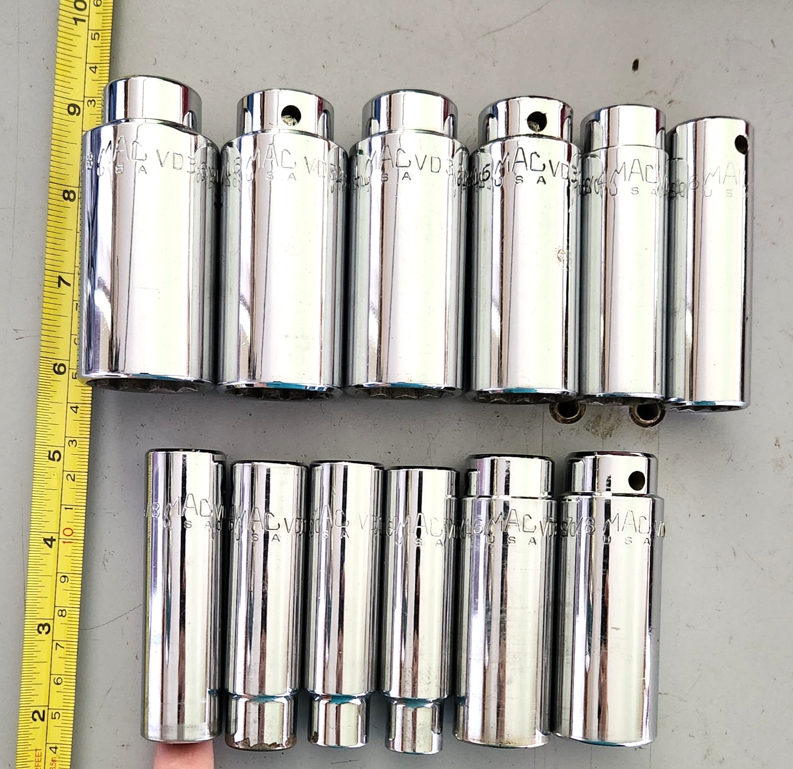 MAC Tools USA 12 pc 1/2″ drive Deep SAE Socket Set 12 pt 7/16 thru 1 1/8 in Tray