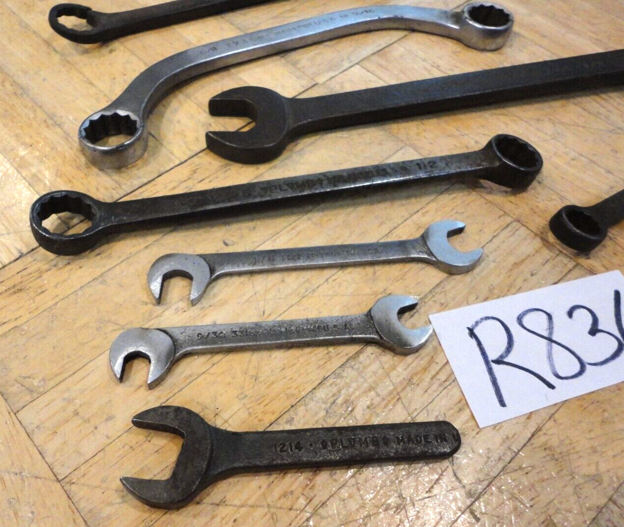 PLOMB TOOLS 9 PIECE ASSORTED SAE. WRENCHES, OBSTRUCTION, BOX & OPEN END, COMBO