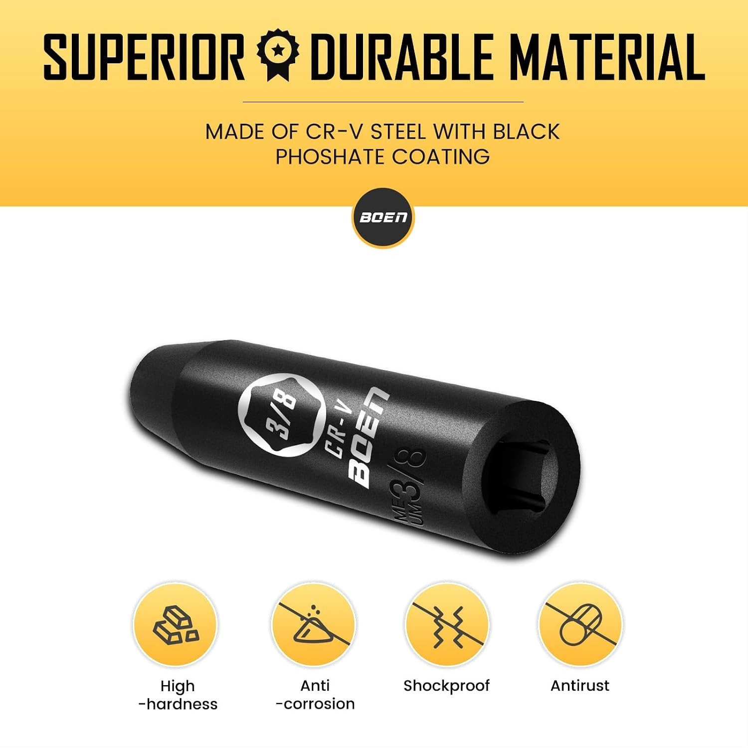 Durable 1/2″ Drive Impact Socket – Laser Marked, 6-Point, Automotive Essential