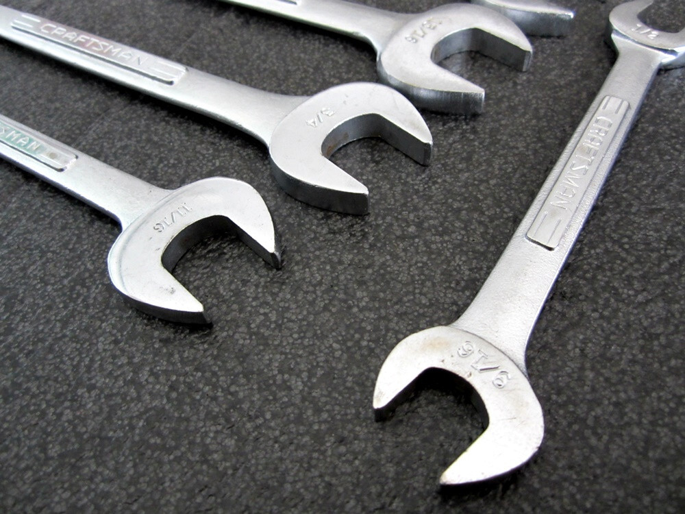 Vintage Craftsman 8pc SAE Open End Wrench Set 3/8″ to 1-1/8″ Made in USA