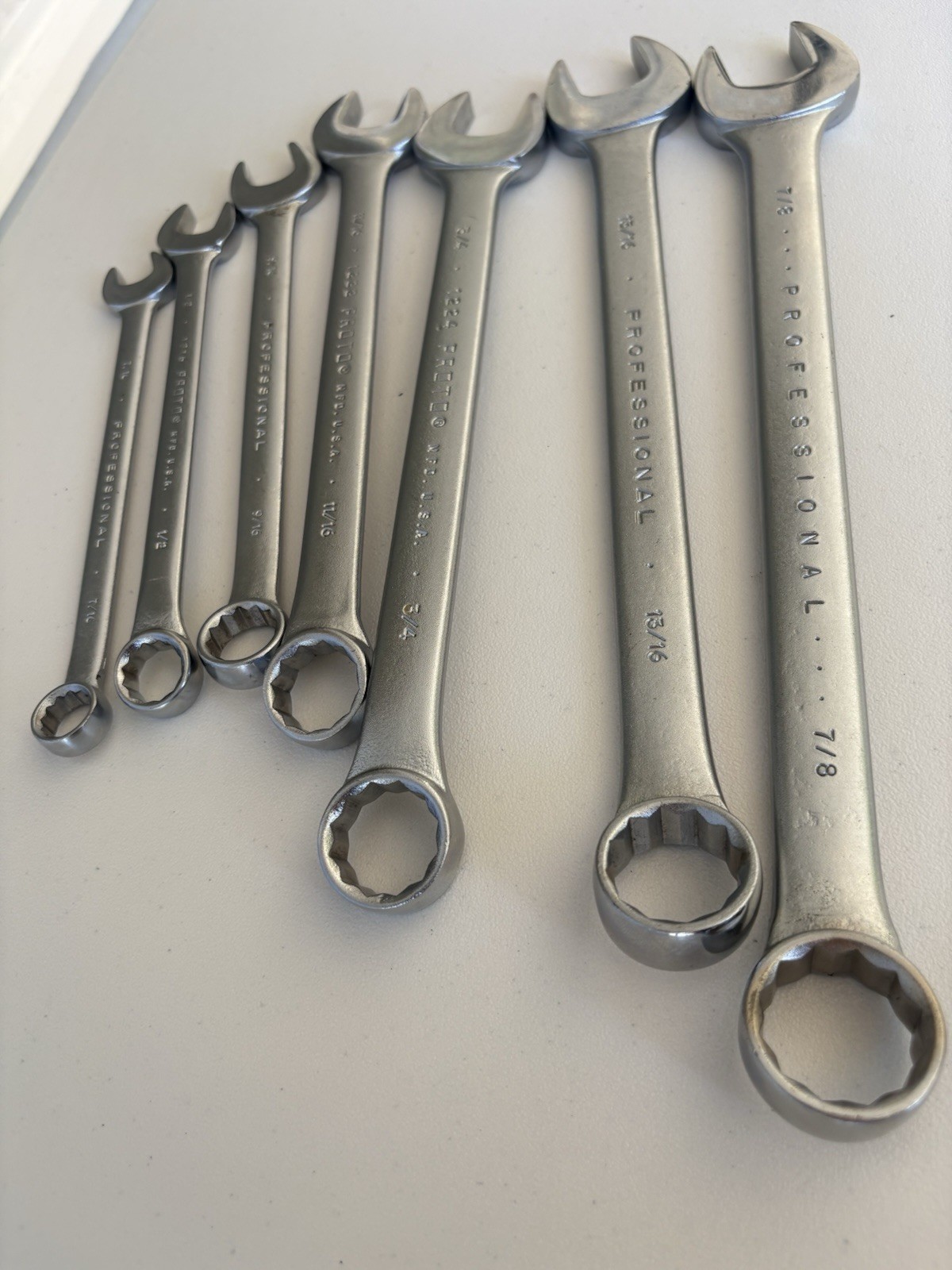 Vintage Proto Professional 7pc Combination Wrench Set 1214-1228 12pt USA Made