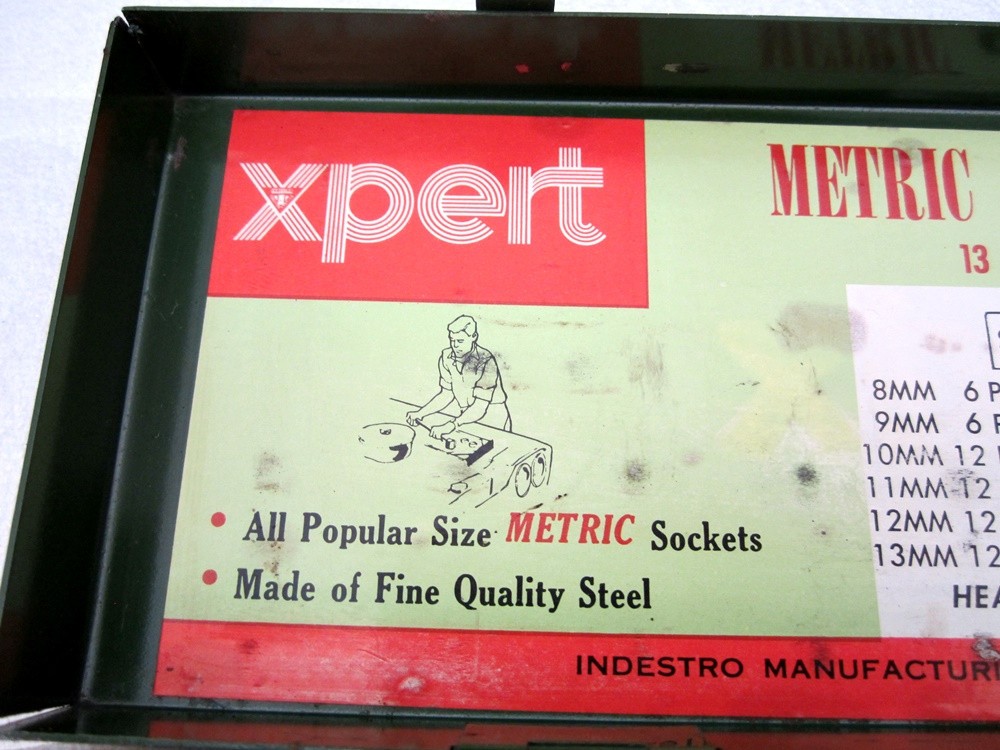 Vintage Indestro Xpert 3/8″ Drive 13pc Metric Socket Set 90504 Made in Japan