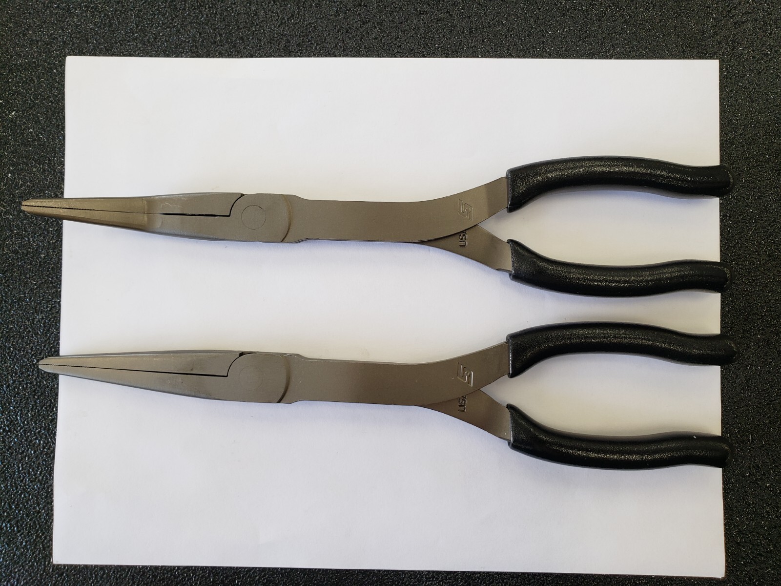 Snap-on Tools USA NEW 2pc BLACK Soft Grip LONG Neck Needle Nose Pliers Lot Set