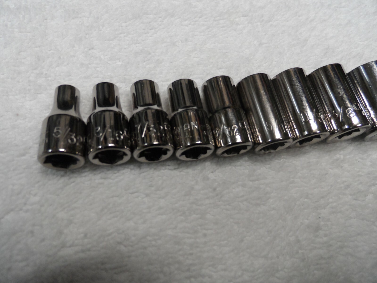 Craftsman 1/4″ Drive SAE Shallow Socket Set NOS USA 6pt (5/32 to 9/16″), 11 pcs