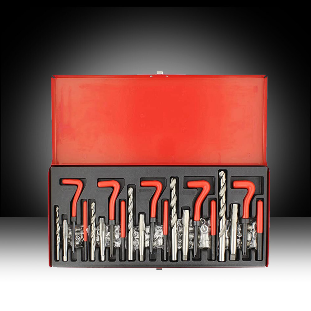 131Pcs HSS Thread Repair Kit Drill Helicoil Metric Set Heli Coil Tap Insert Case
