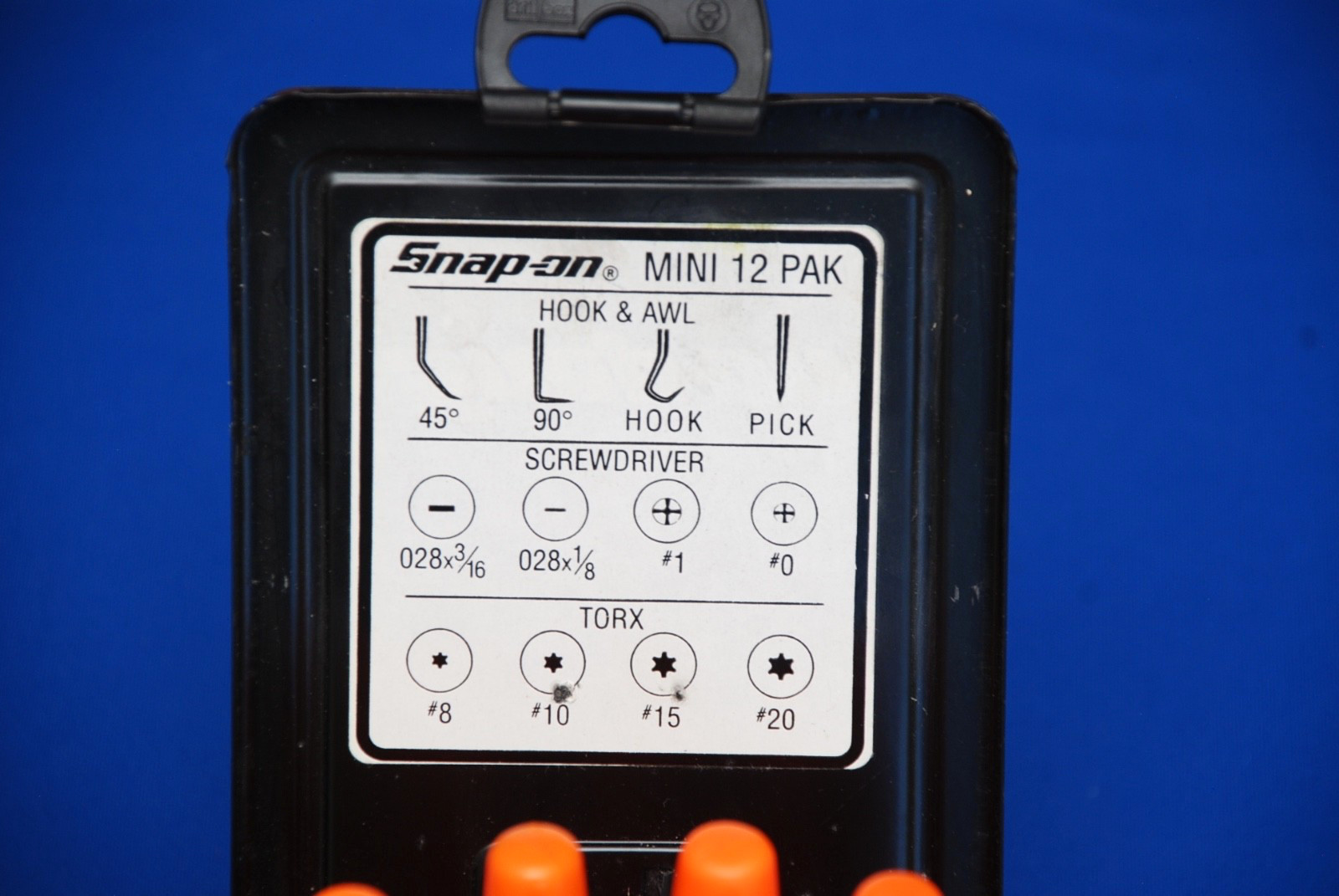 Snap-on 12 Piece Orange Hard Grip Screwdriver, TORX, Hook & Awl Set MINI12PAKO