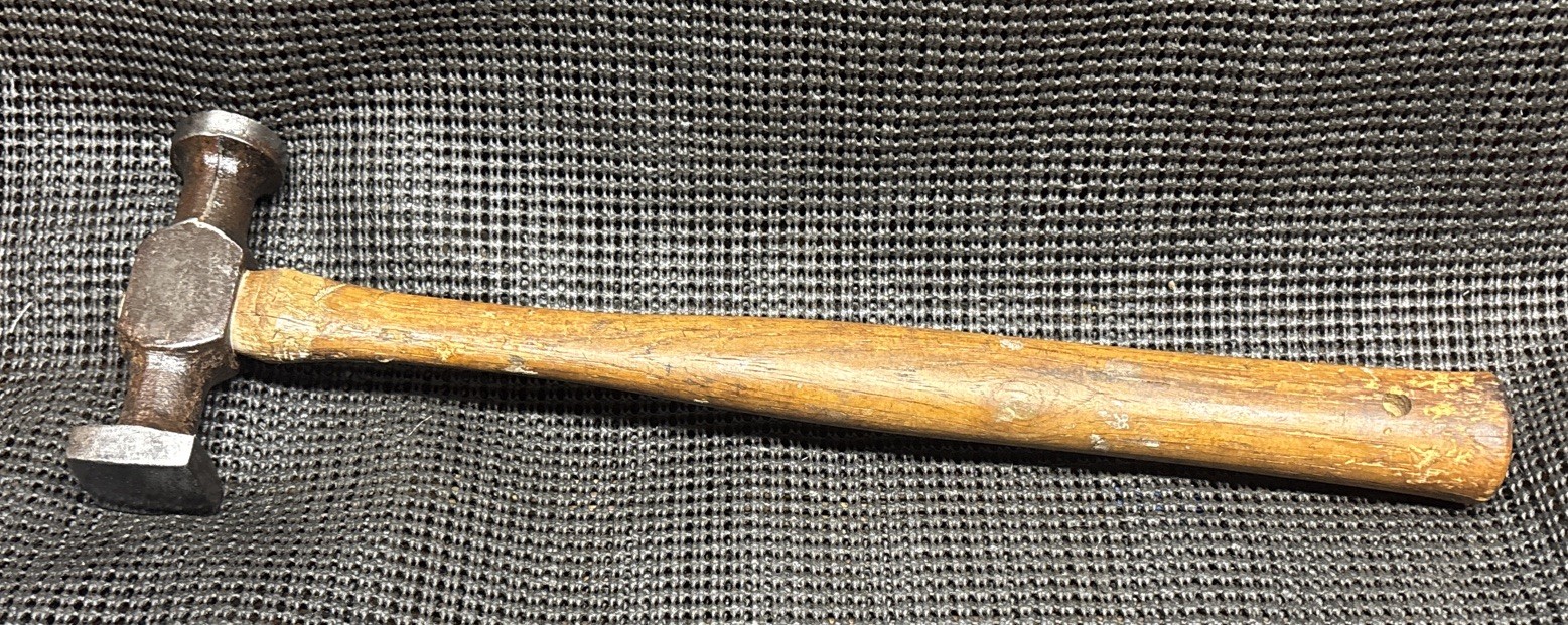 Vintage Round & Square Faced Auto Body Bumping Hammer – Long Handle. Rust Free