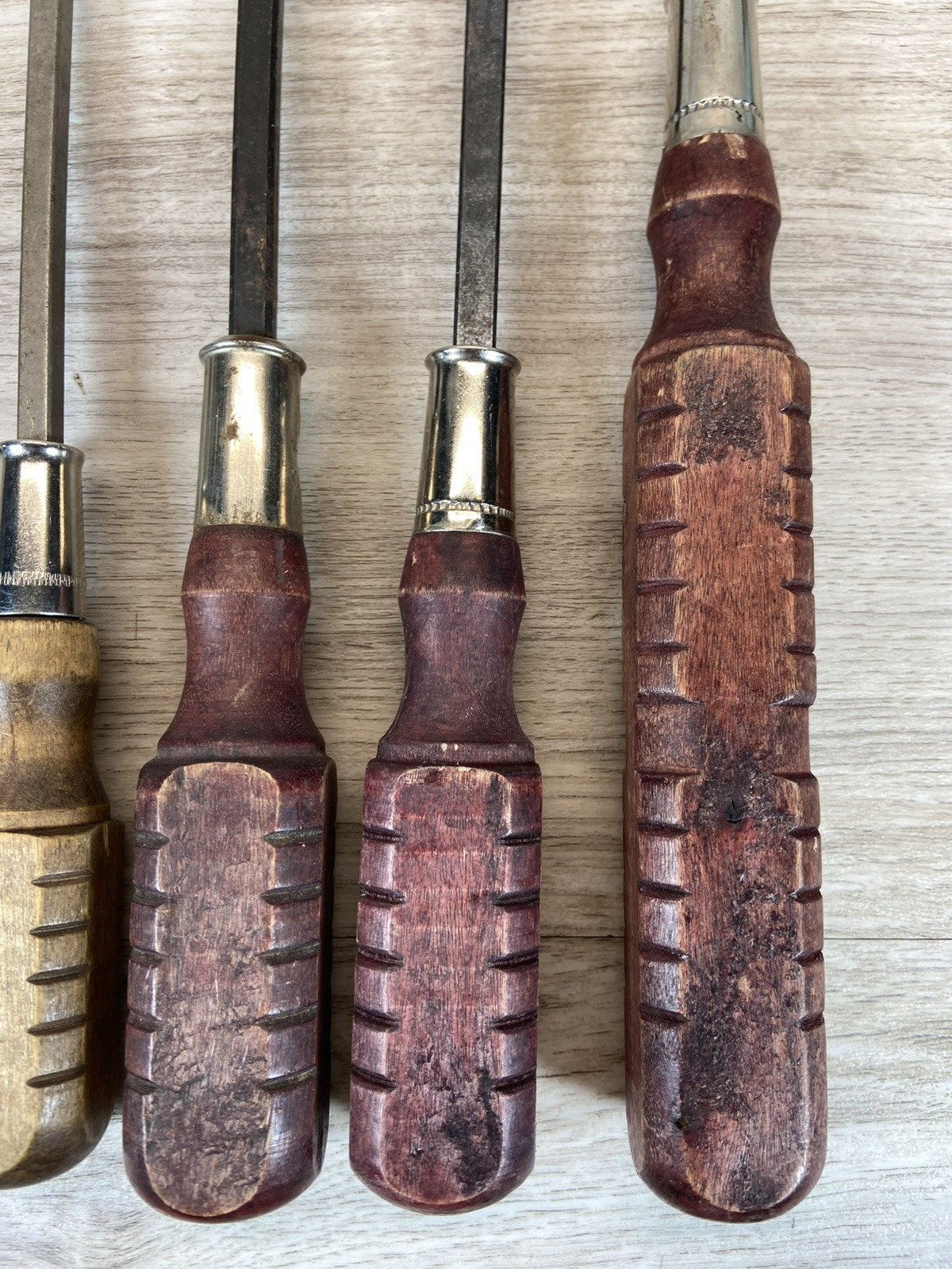 Vintage Cobra Wood Handle Screwdriver Set (6) Flathead Tools Great Condition