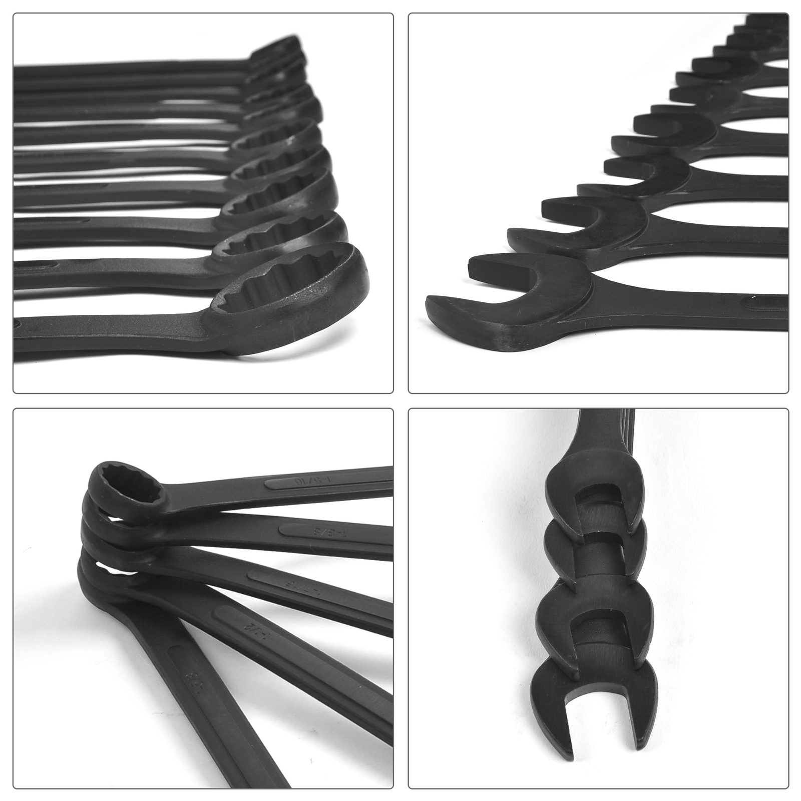 16pcs Combination Wrench Set SAE 1/4″ to 1-1/4″ with Roll Up Pouch Raised Panel