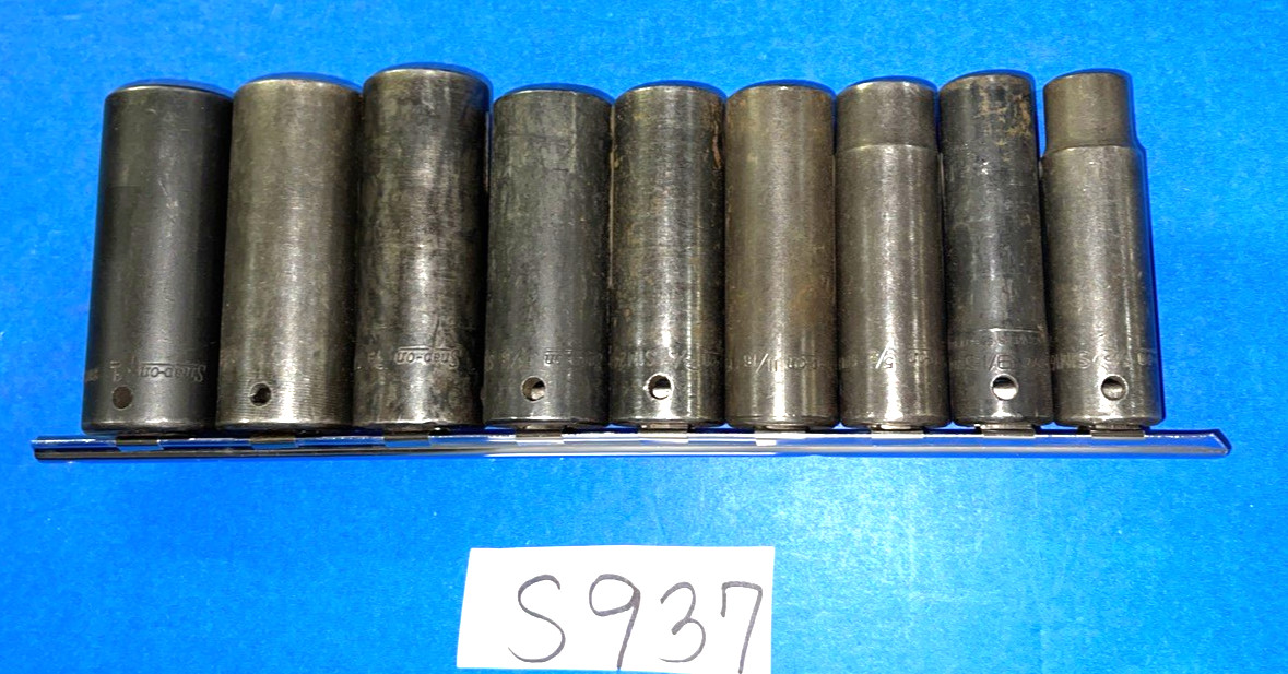 SNAP-ON TOOLS 9 PIECE 1/2 DRIVE SAE. DEEP IMPACT SOCKET SET 309SIMYA