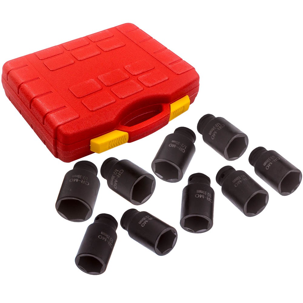 9X Deep Impact Socket Set 1/2″ Drive Metric Axle Hub Nut Socket 29mm-36-38mm