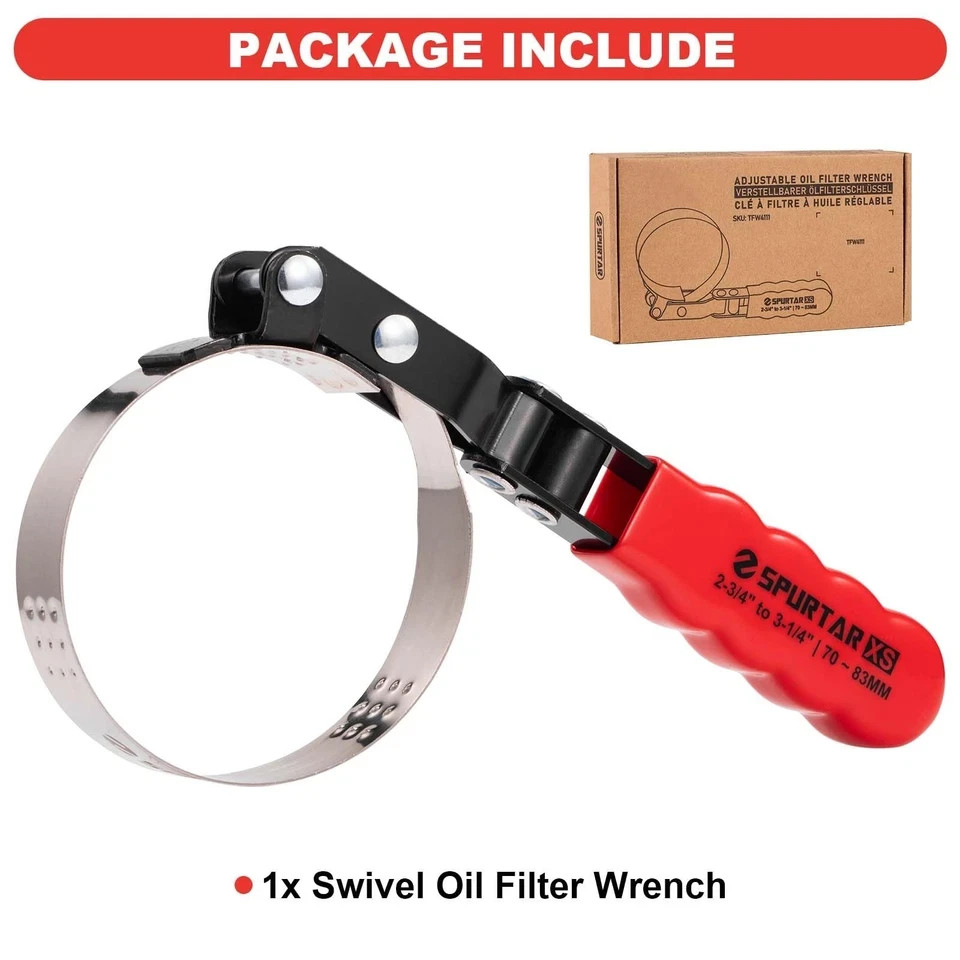 HORUSDY Small Swivel Oil Filter Wrench, 2-3/4″ to 3-1/4″ 70-83mm, Orange
