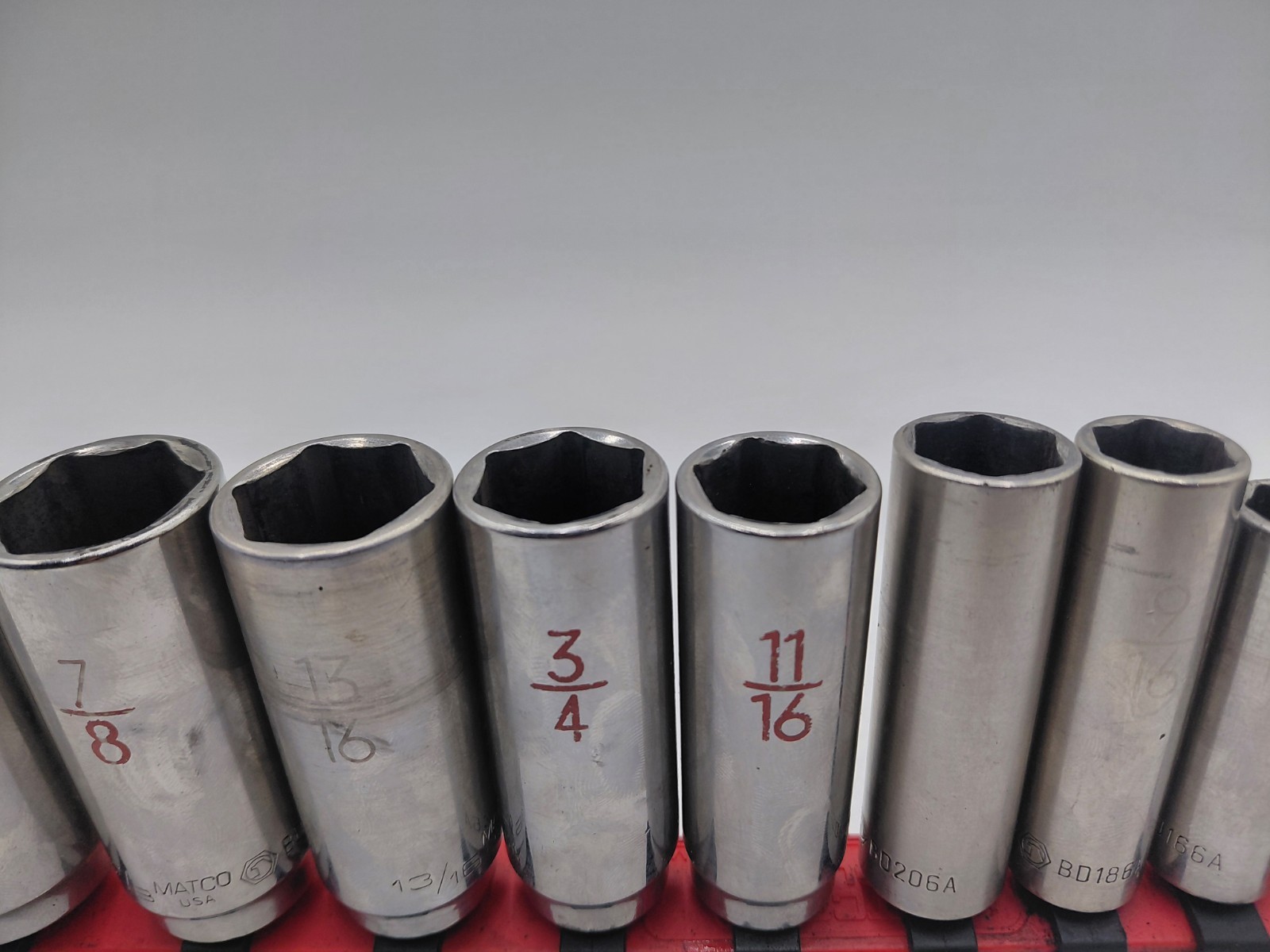 MATCO 13 Piece 3/8″ Drive SAE 6 Point Deep Chrome Socket Set Tools Garage