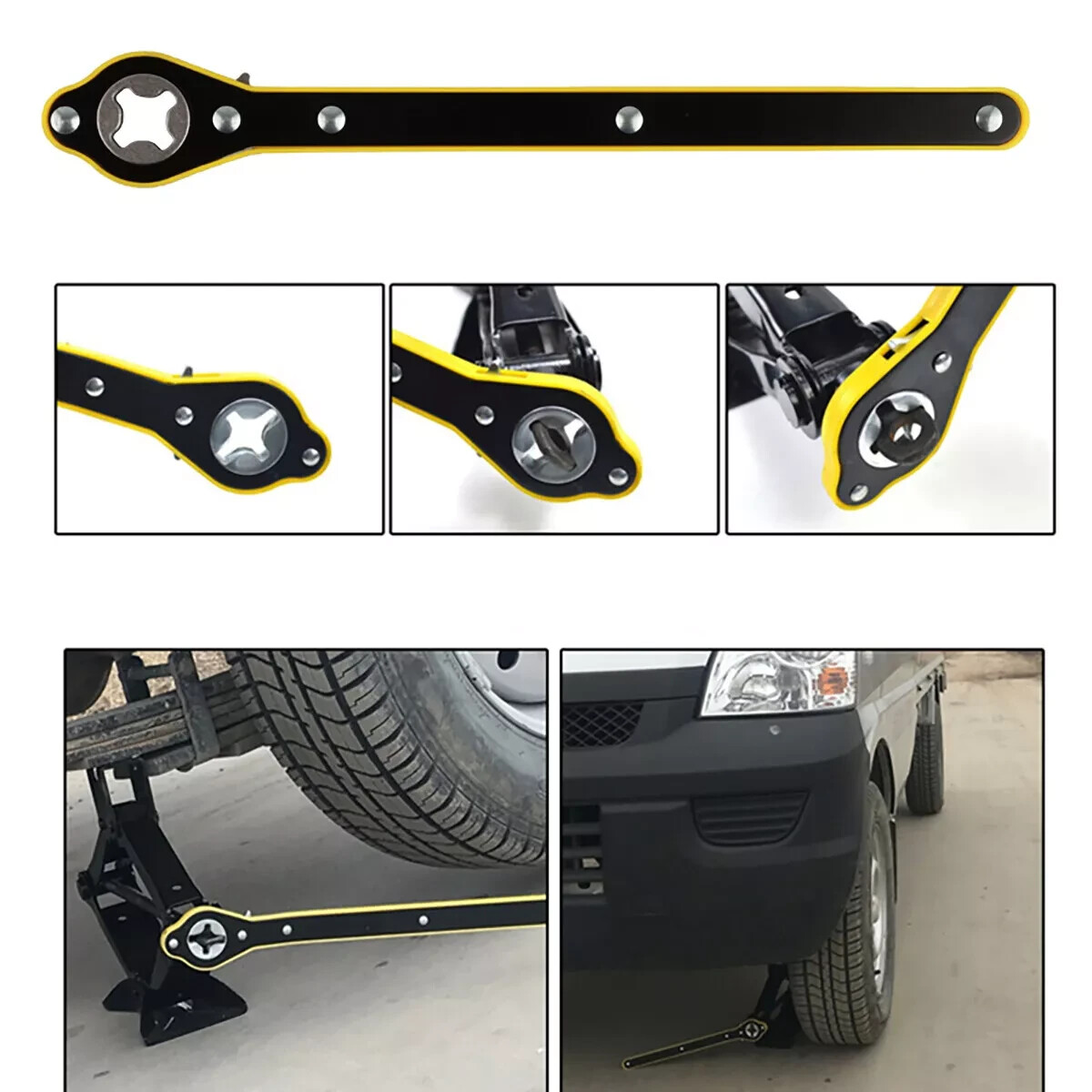 Labor-Saving Car Scissor Jack Ratchet Wrench Tire Wheel Lug Wrench Tool US