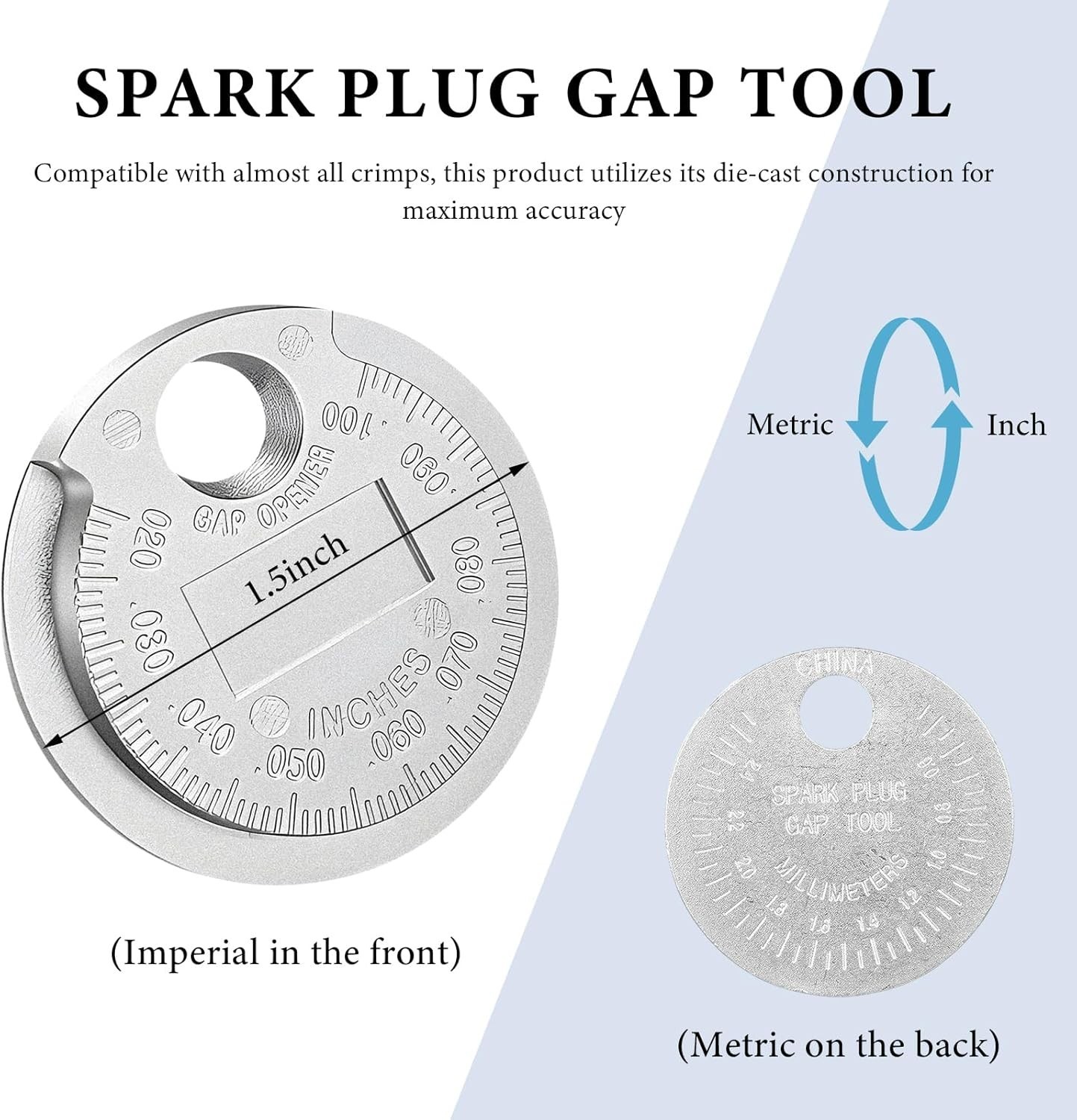 Spark Plug Measuring Tool, Zinc Alloy Wire Gap 1 PCS
