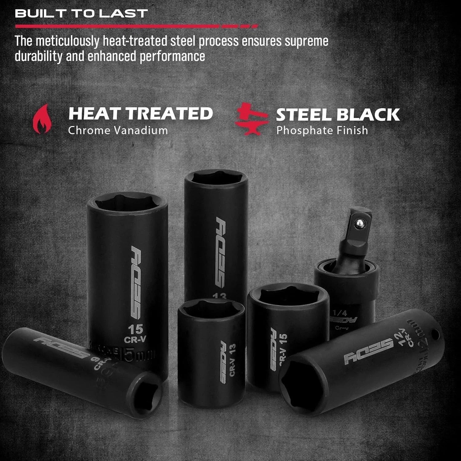 Durable 64-Piece Impact Socket Set with S2 Power Bits & Laser-Engraved Sockets