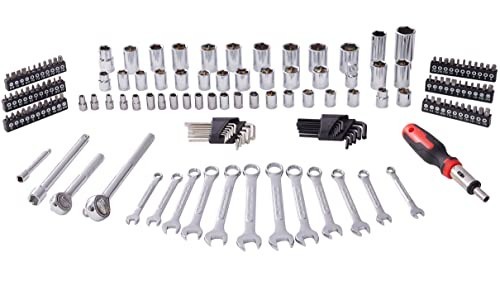 161-Piece Mechanics Tool Set 1/4 3/8 1/2 Inch Drive Socket Kit SAE Metric
