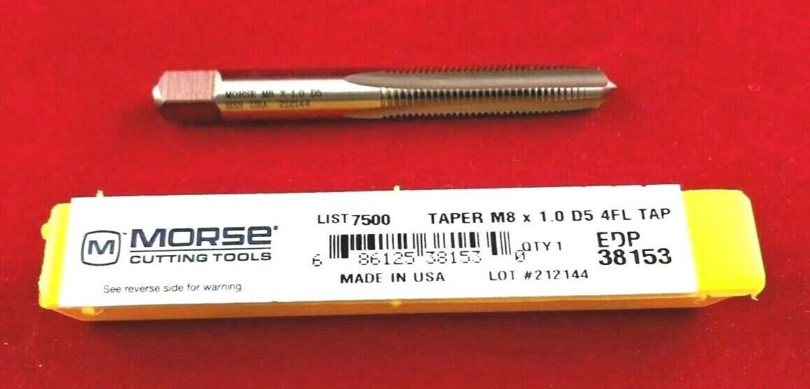 M8 X 1.0 Taper Tap 8MM Morse MT3838153 Starter Tap 4FL RH D5 USA Metric