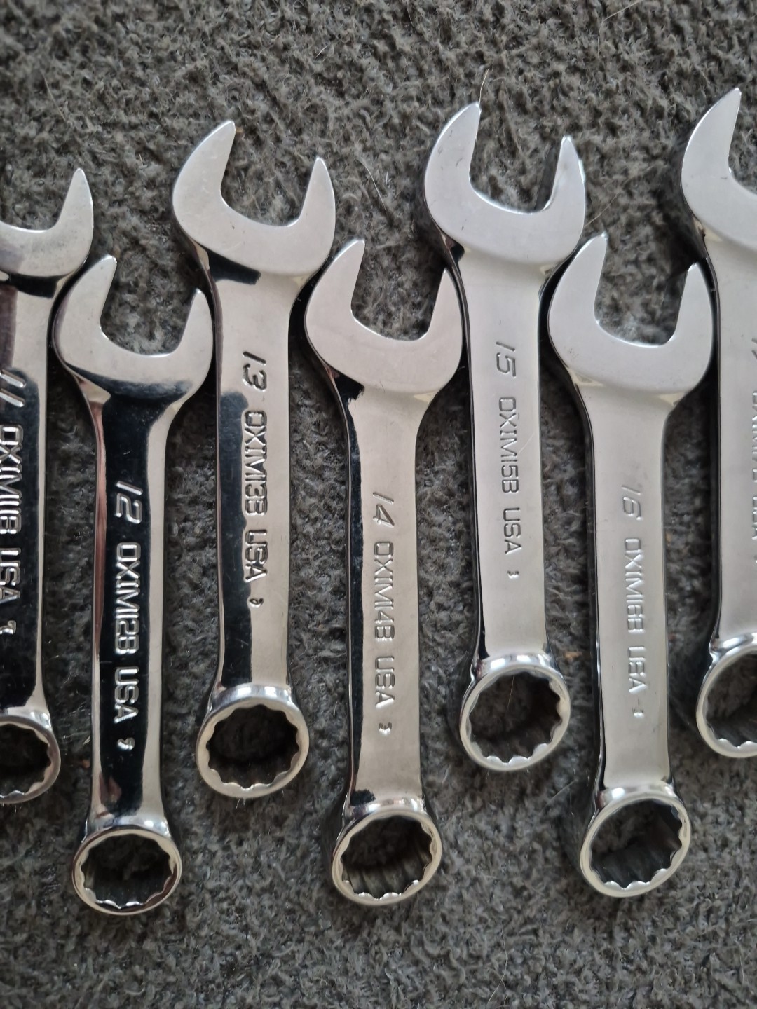 Snap-On OXIM710B 10 pc 12 Pt Metric Midget Combination Wrench Set 10mm-19mm