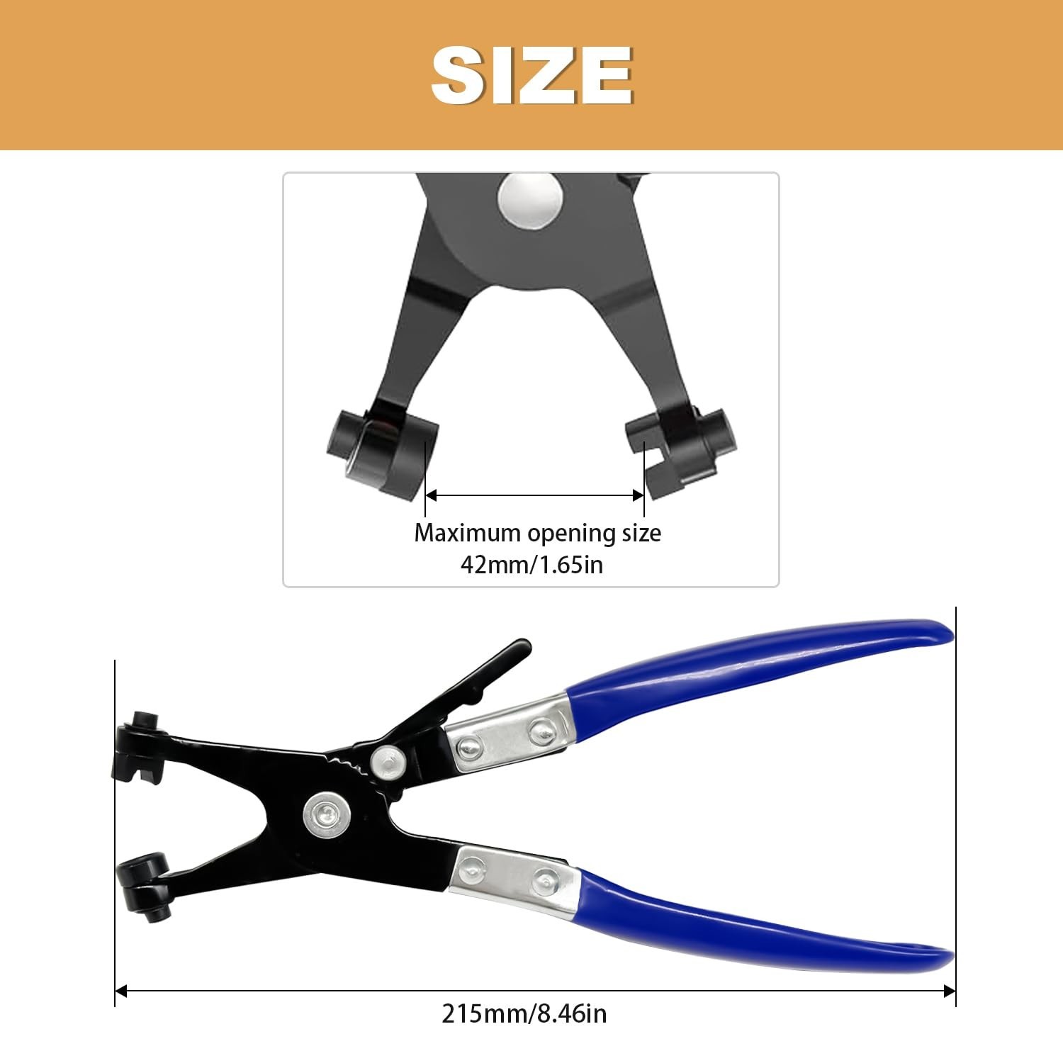 Hose Clamp Pliers with Swivel Flat Band – Automotive Tool Set & 6 Zinc Clamps