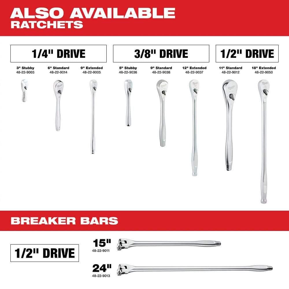 Milwaukee 48-22-9003 1/4″ Dr 3in Stubby Ratchet w/ 4 Arc Swing