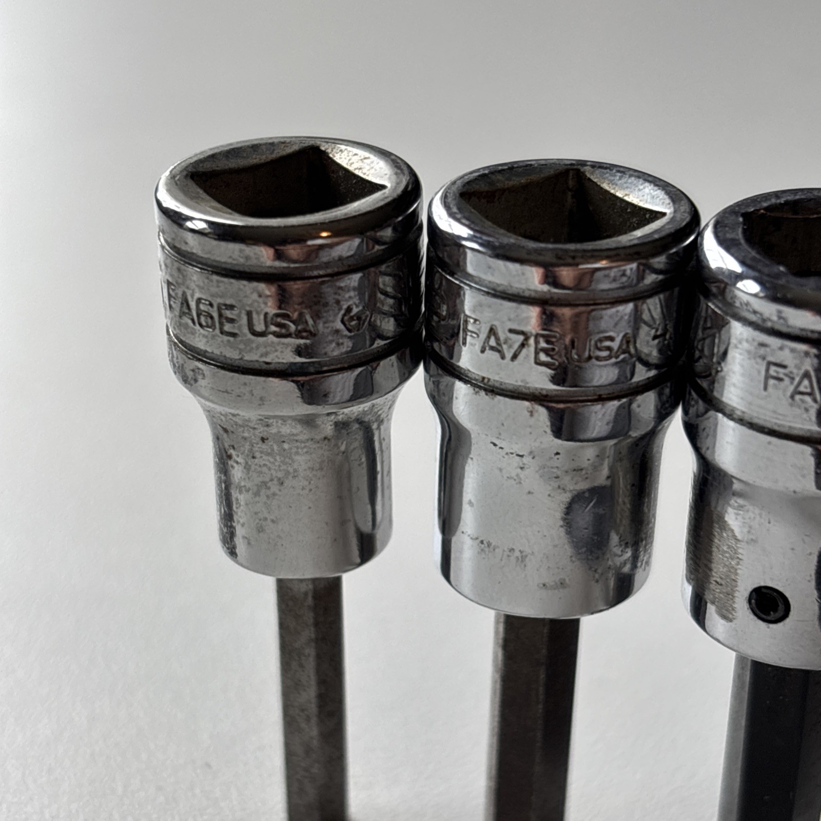 Snap-On FA 4-Piece SAE Chrome Standard Hex Bit Socket 3/16”-5/16” 🇺🇸