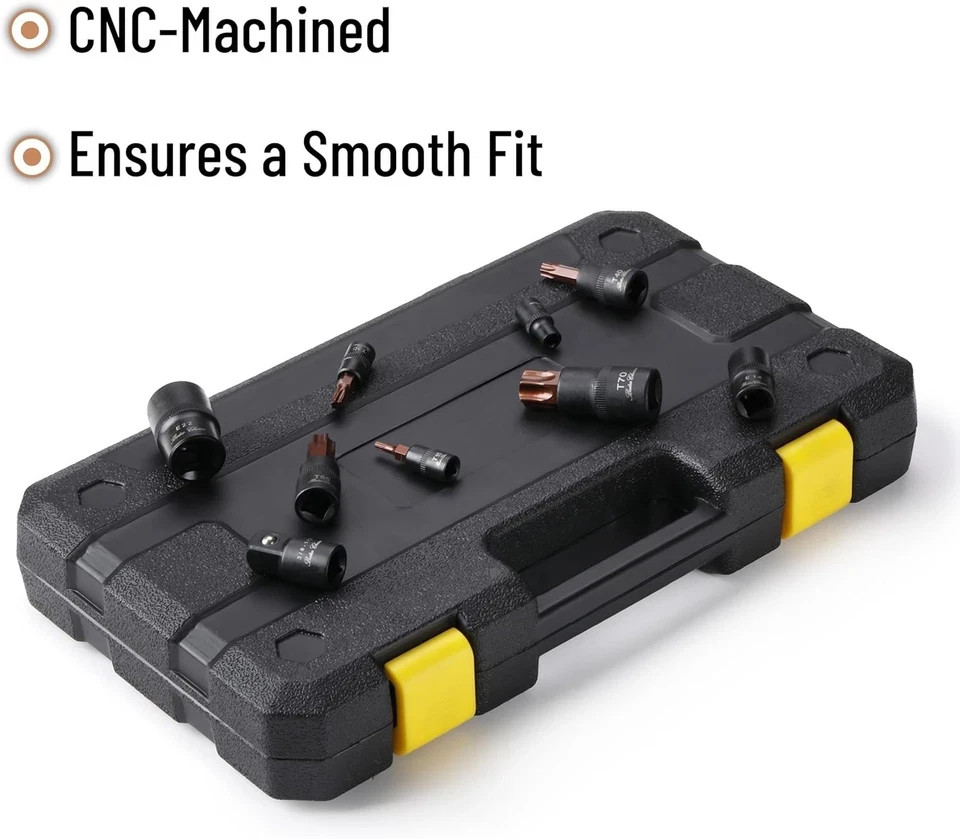 31-Piece Torx Bit & External Socket Set T8–T70 and E4–E24 Inverted Star