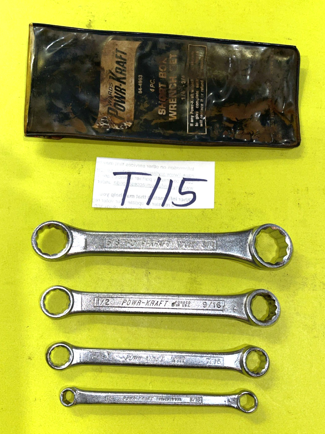 POWR-KRAFT TOOLS VINTAGE 4 PIECE SAE. SHORT BOX-END WRENCH SET 1/4 – 3/4