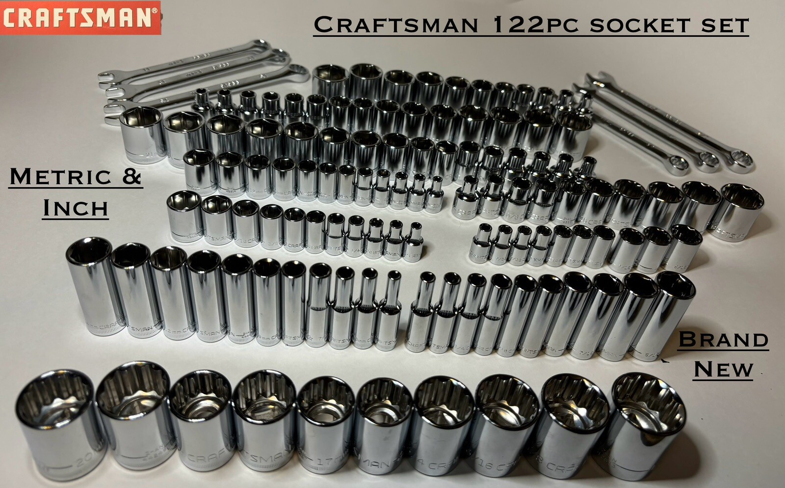 CRAFTSMAN 122 pc 1/4 3/8 1/2 Dr SAE METRIC MM 6pt 12pt ratchet wrench socket set