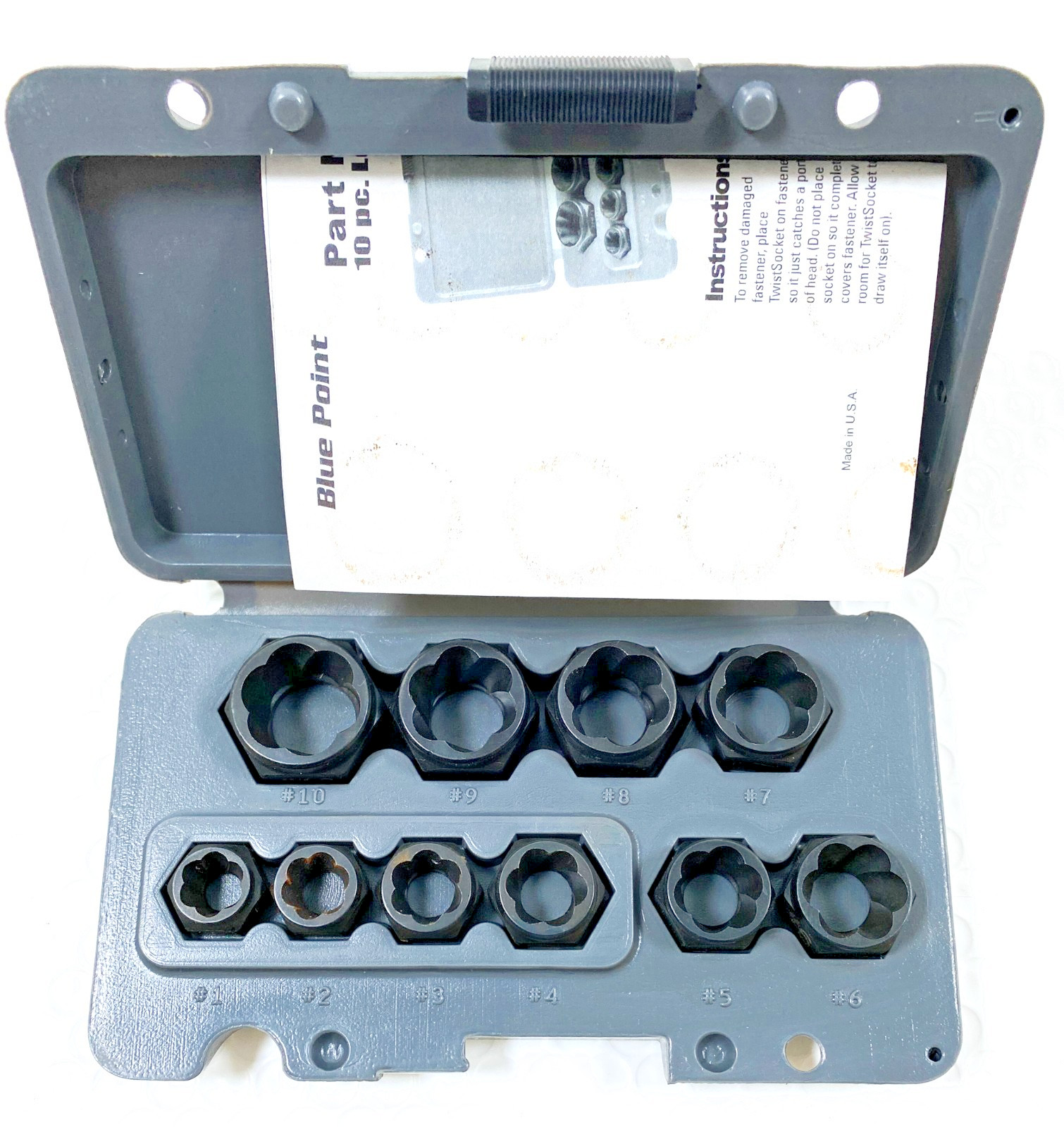 BLUE POINT 110STSYA 10 Piece Low Profile Twist Socket Set NUT, BOLT, Extractor!