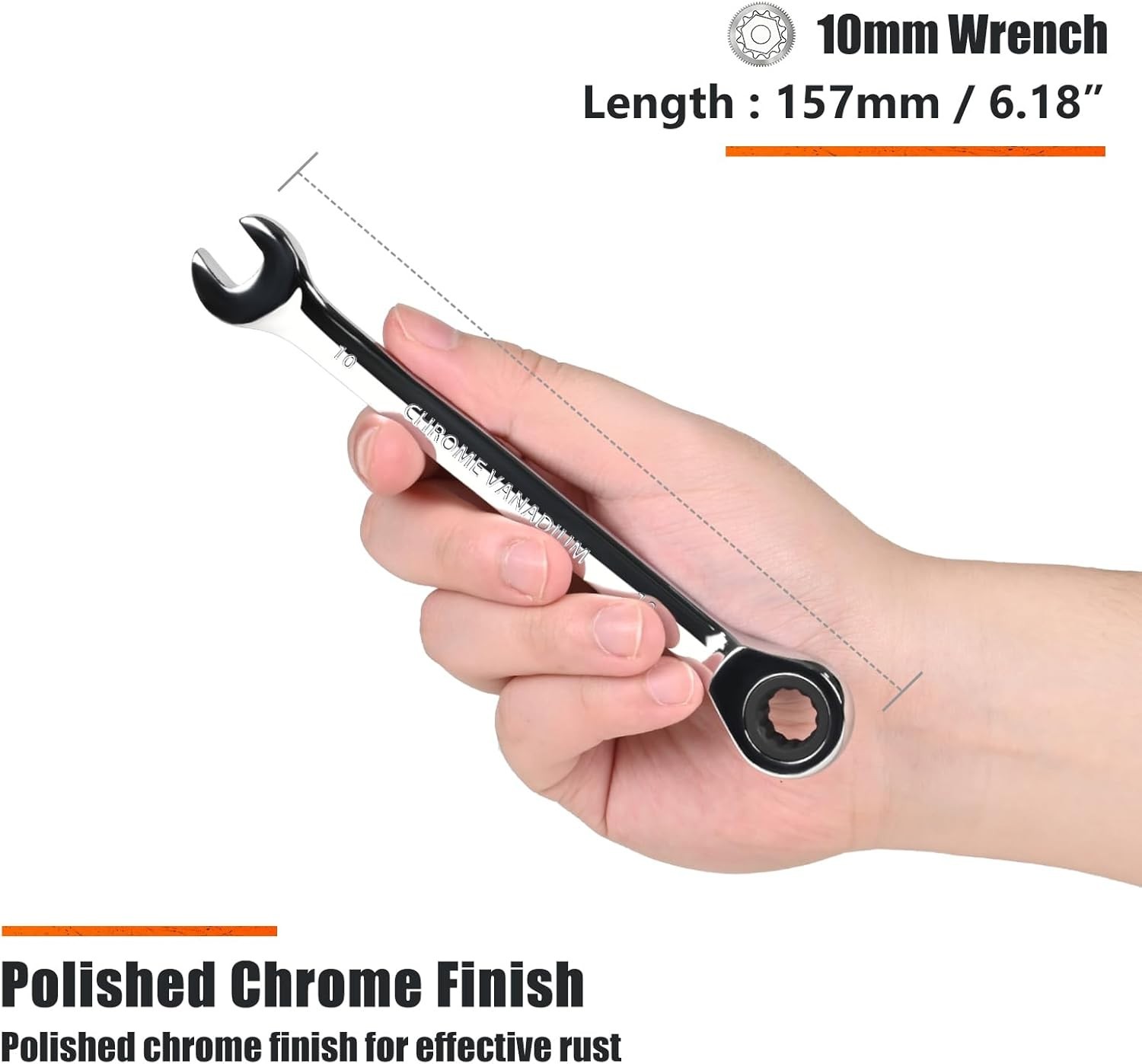 Precision 10mm Ratcheting Combination Wrench – Corrosion-Resistant Steel